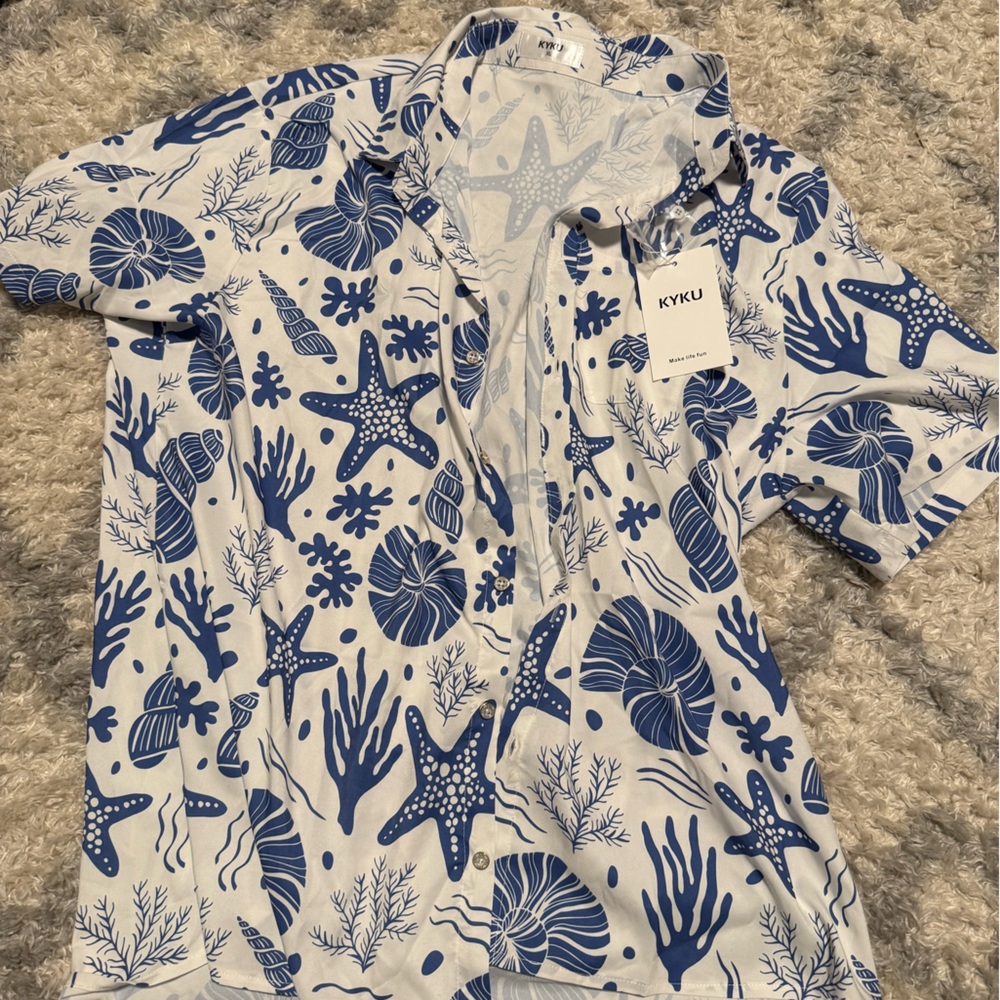 Men sea life dress shirt